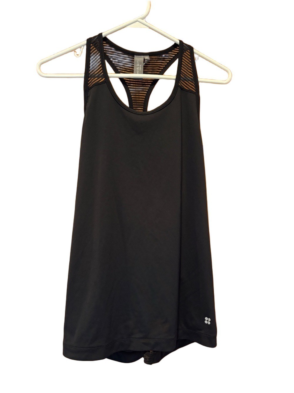 Sweaty Betty Black Racerback Workout Tank Top with Mesh Back Panel Size Small